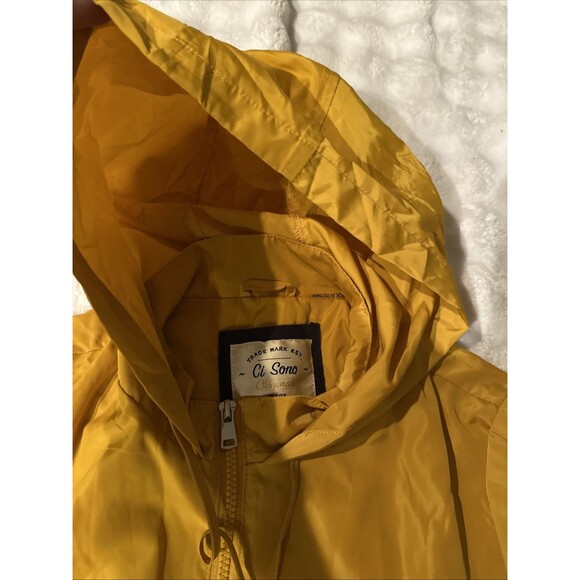 Ci Sono Women’s Medium Yellow Rain Jacket Windbreaker Lightweight Mustard Zipper - Picture 4 of 12